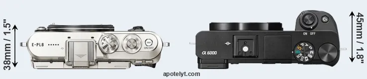 Compare E-PL8 versus A6000 top