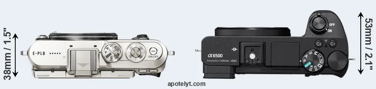 Compare E-PL8 versus A6500 top