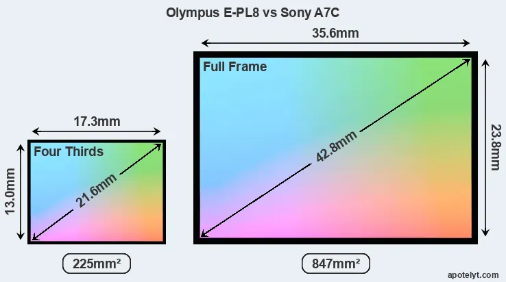 Olympus E-PL8 and Sony A7C sensor measures