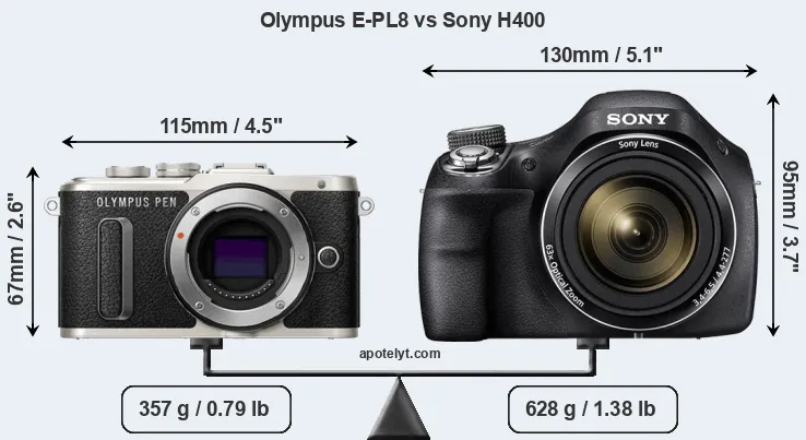 Size Olympus E-PL8 vs Sony H400