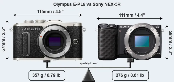 Size Olympus E-PL8 vs Sony NEX-5R