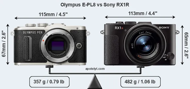 Size Olympus E-PL8 vs Sony RX1R
