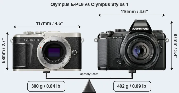 Size Olympus E-PL9 vs Olympus Stylus 1