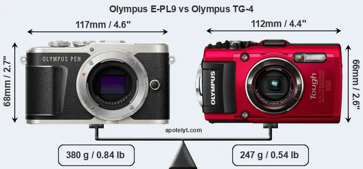 Size Olympus E-PL9 vs Olympus TG-4