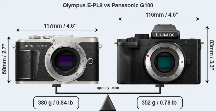Size Olympus E-PL9 vs Panasonic G100