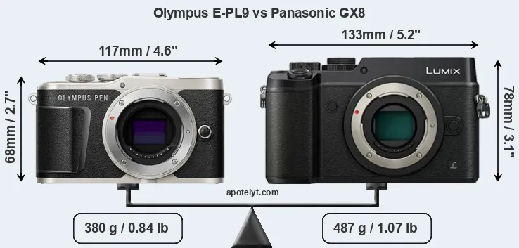 Size Olympus E-PL9 vs Panasonic GX8