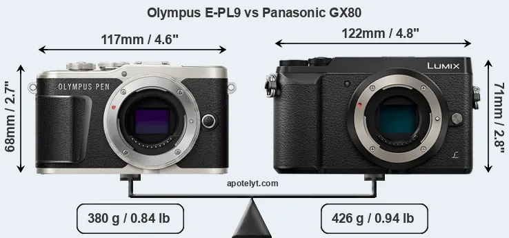 Size Olympus E-PL9 vs Panasonic GX80
