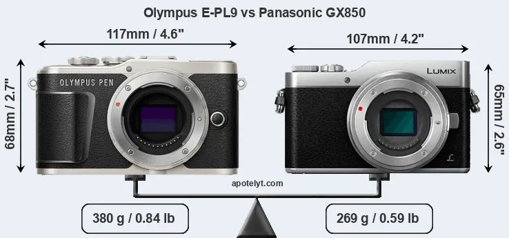 Size Olympus E-PL9 vs Panasonic GX850
