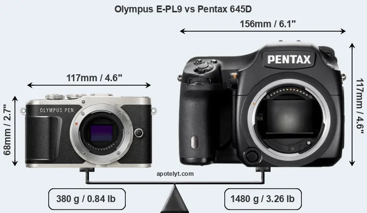 Size Olympus E-PL9 vs Pentax 645D