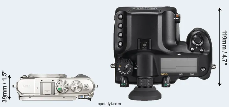 Compare E-PL9 versus 645D top