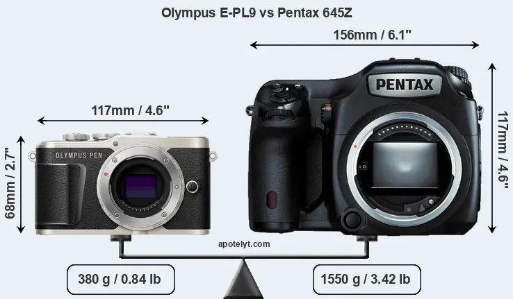 Size Olympus E-PL9 vs Pentax 645Z