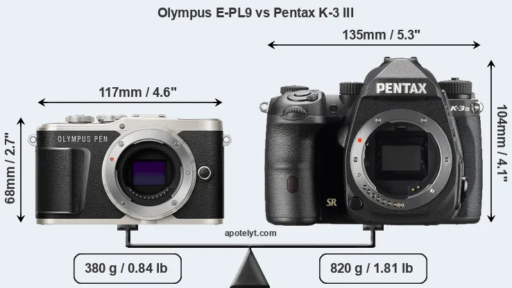 Size Olympus E-PL9 vs Pentax K-3 III