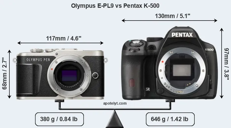 Size Olympus E-PL9 vs Pentax K-500