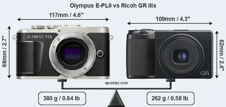 Size Olympus E-PL9 vs Ricoh GR IIIx