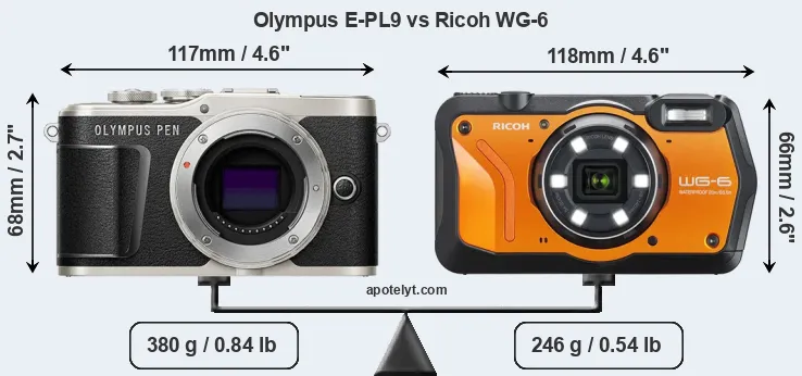 Size Olympus E-PL9 vs Ricoh WG-6