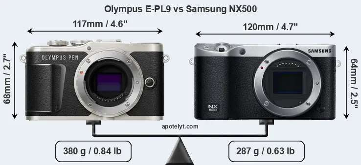 Size Olympus E-PL9 vs Samsung NX500