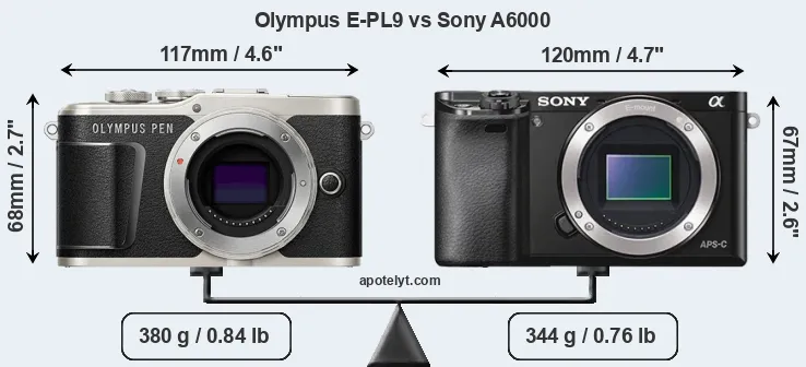 Size Olympus E-PL9 vs Sony A6000