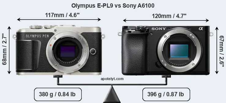 Size Olympus E-PL9 vs Sony A6100