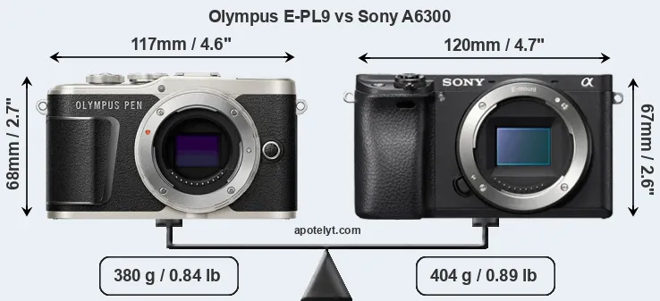 Size Olympus E-PL9 vs Sony A6300