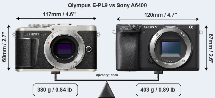 Size Olympus E-PL9 vs Sony A6400