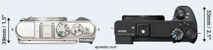 Compare E-PL9 versus A6500 top
