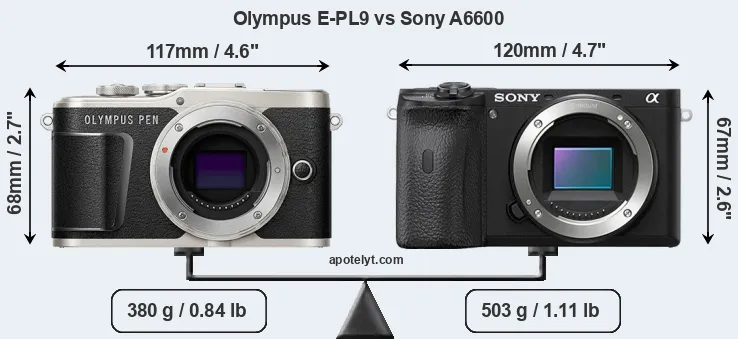 Size Olympus E-PL9 vs Sony A6600