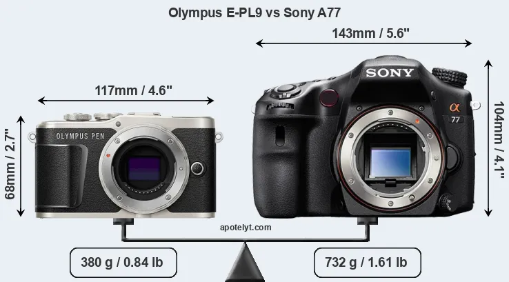 Size Olympus E-PL9 vs Sony A77