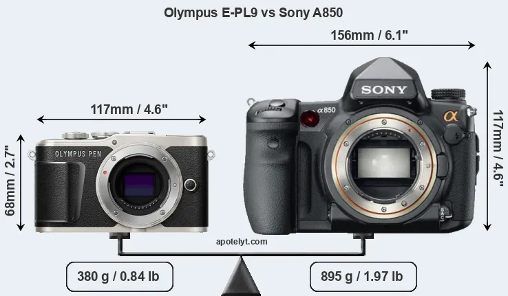 Size Olympus E-PL9 vs Sony A850
