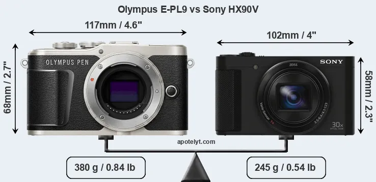 Size Olympus E-PL9 vs Sony HX90V