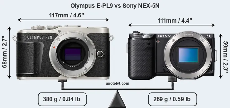 Size Olympus E-PL9 vs Sony NEX-5N