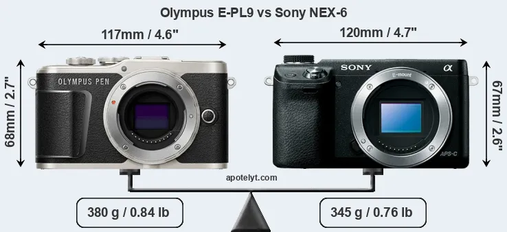 Size Olympus E-PL9 vs Sony NEX-6
