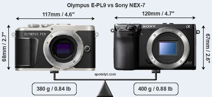 Size Olympus E-PL9 vs Sony NEX-7