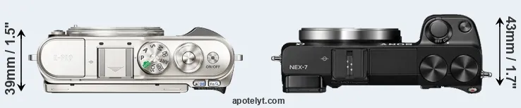 Compare E-PL9 versus NEX-7 top