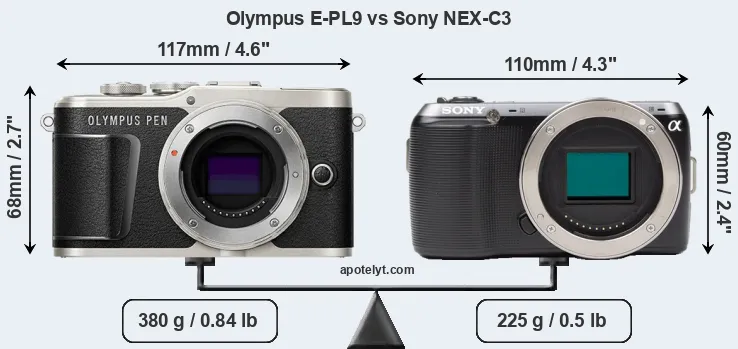 Size Olympus E-PL9 vs Sony NEX-C3