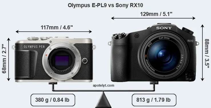 Size Olympus E-PL9 vs Sony RX10