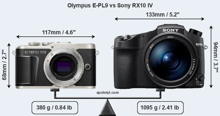 Size Olympus E-PL9 vs Sony RX10 IV