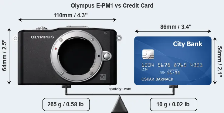 Olympus E-PM1 vs credit card front