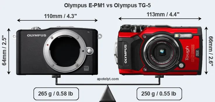 Size Olympus E-PM1 vs Olympus TG-5