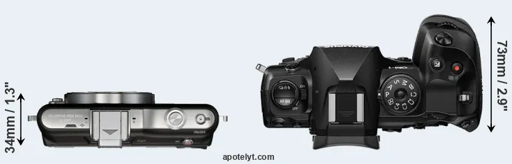 Compare E-PM1 versus OM-1 top