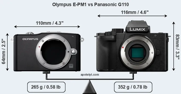 Size Olympus E-PM1 vs Panasonic G110