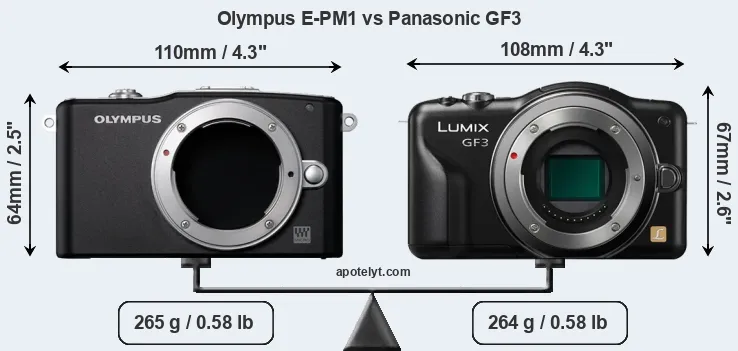 Size Olympus E-PM1 vs Panasonic GF3