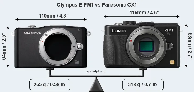 Size Olympus E-PM1 vs Panasonic GX1