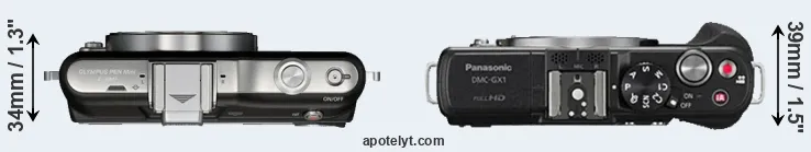 Compare E-PM1 versus GX1 top