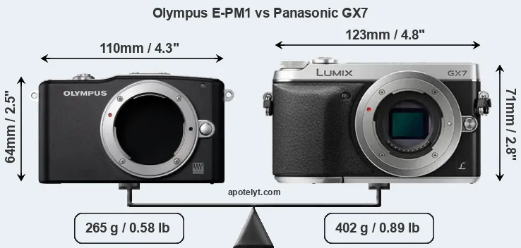 Size Olympus E-PM1 vs Panasonic GX7