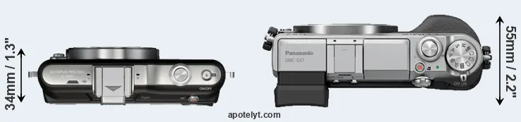 Compare E-PM1 versus GX7 top