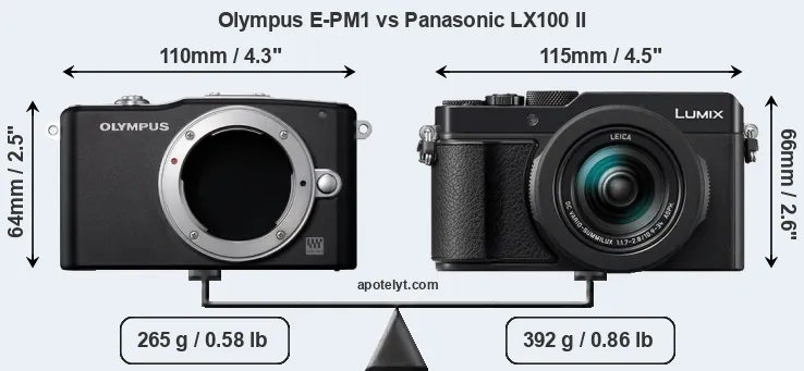 Size Olympus E-PM1 vs Panasonic LX100 II