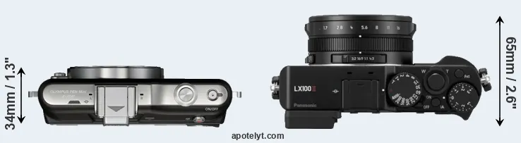 Compare E-PM1 versus LX100 II top