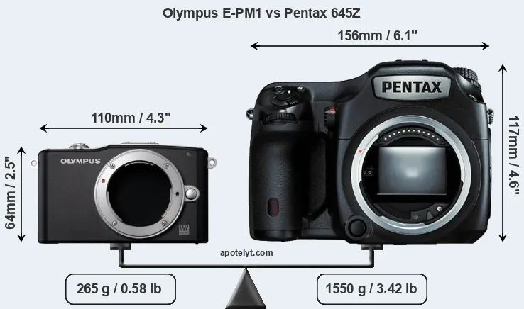 Size Olympus E-PM1 vs Pentax 645Z