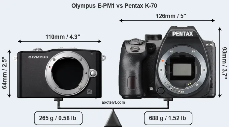Size Olympus E-PM1 vs Pentax K-70