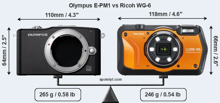 Size Olympus E-PM1 vs Ricoh WG-6
